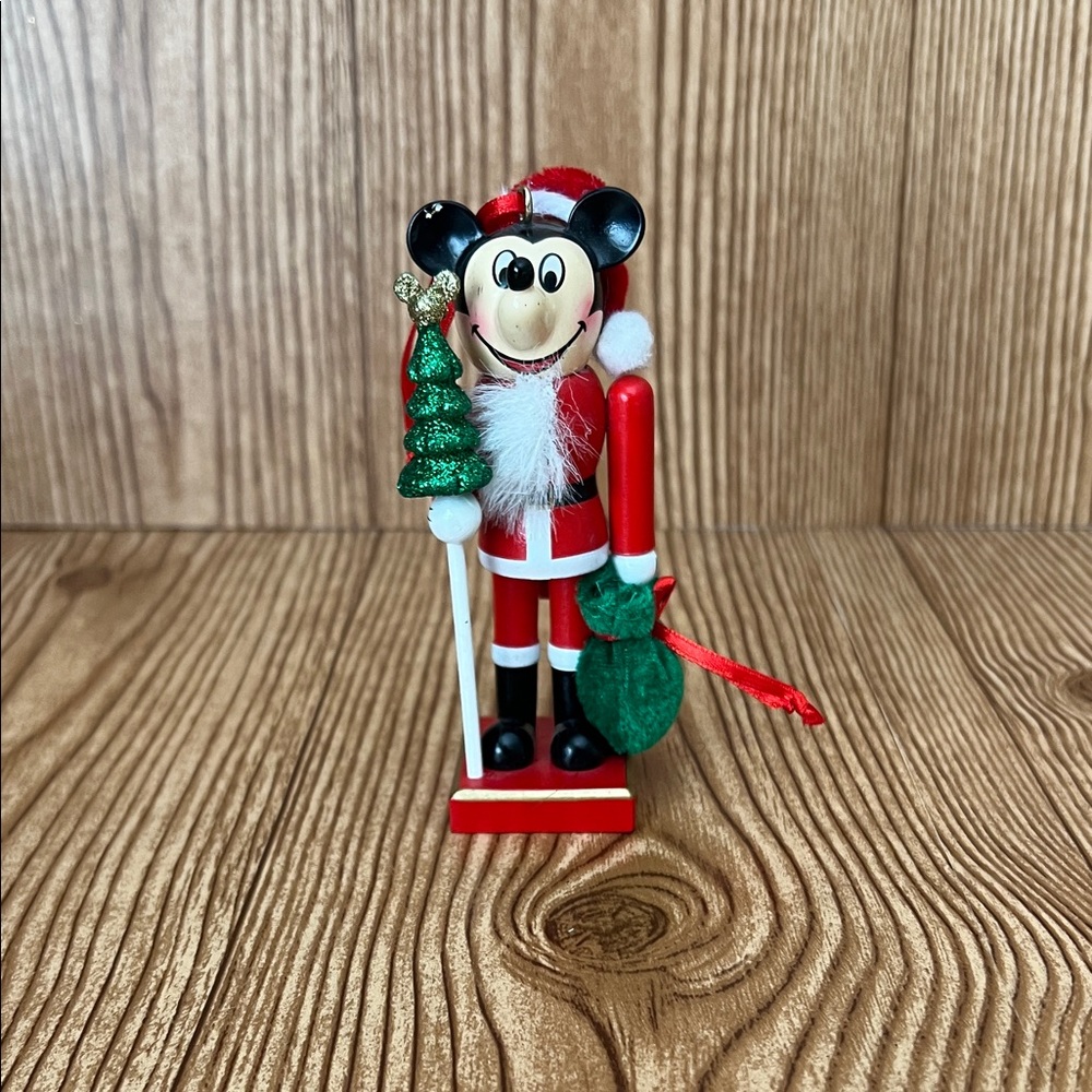 EUC Disney Parks Wooden Mickey Mouse Santa Claus Nutcracker Christmas Ornament